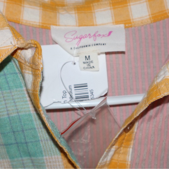 Pink and yellow checkered oversized button-up shirt - Picture 5 of 5